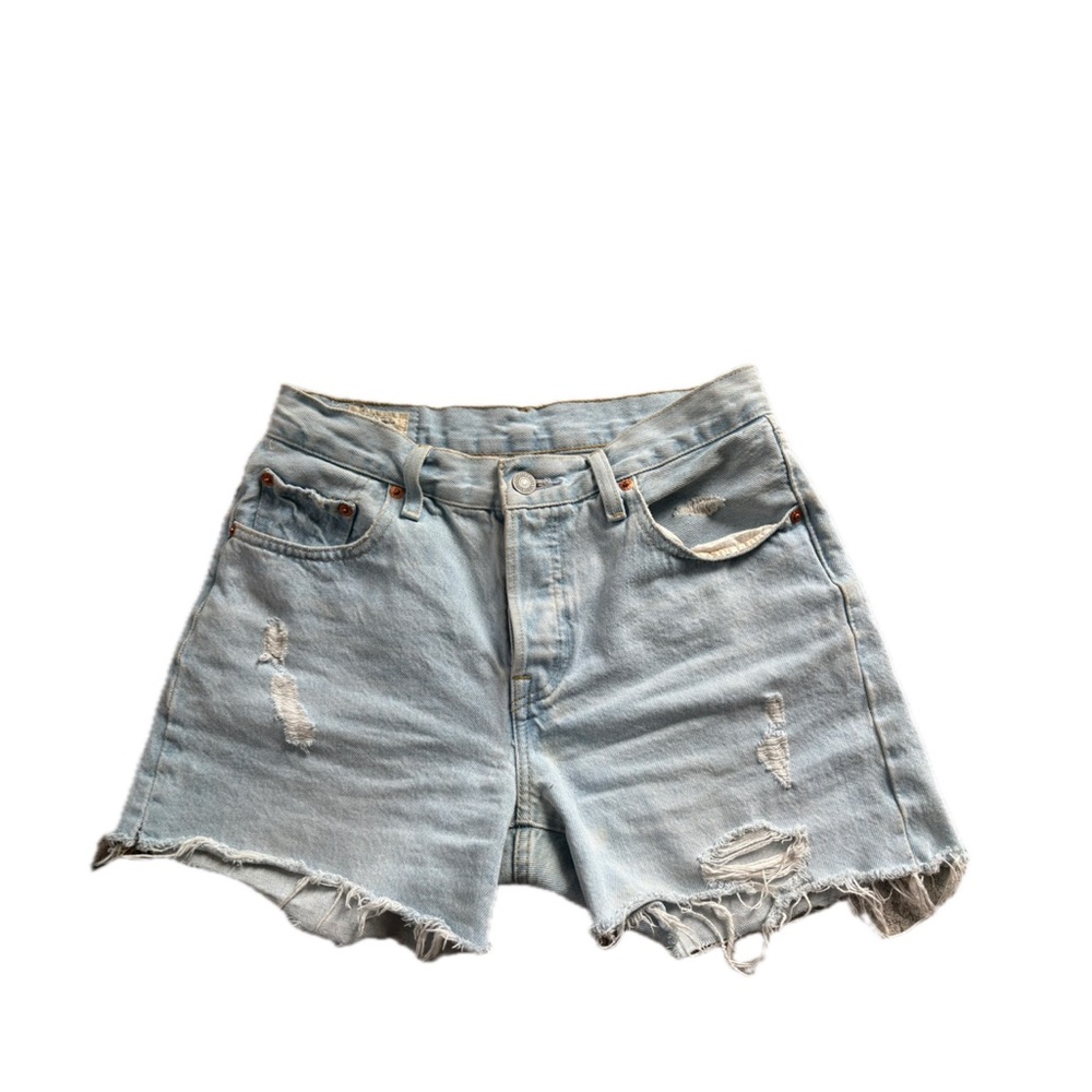 Levi's Faded Blue Distressed Jean Shorts